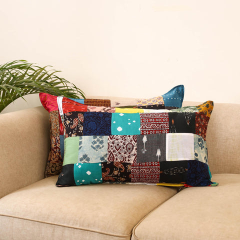 Set of 2 patchwork pillow covers 24 - handcrafted