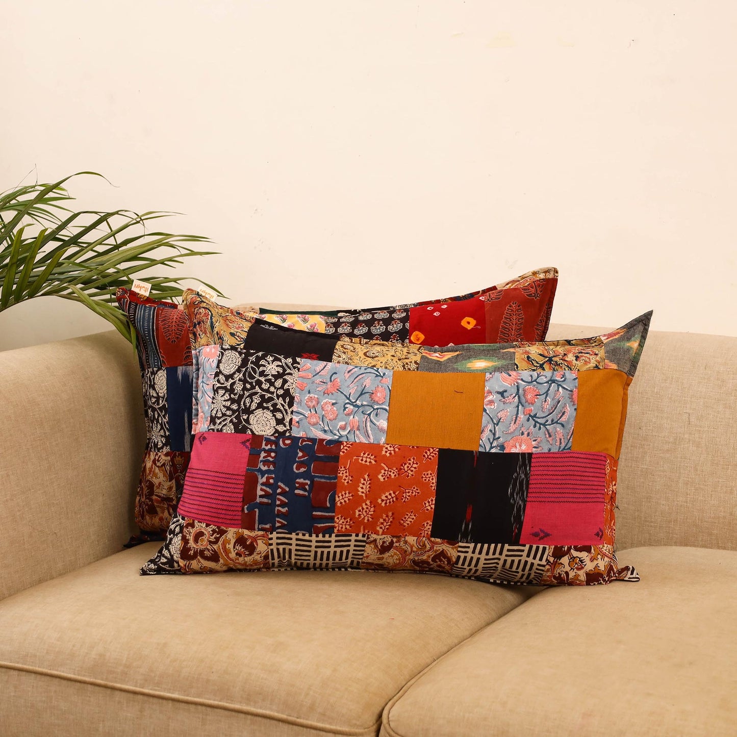 Set of 2 patchwork pillow covers 24 - handcrafted