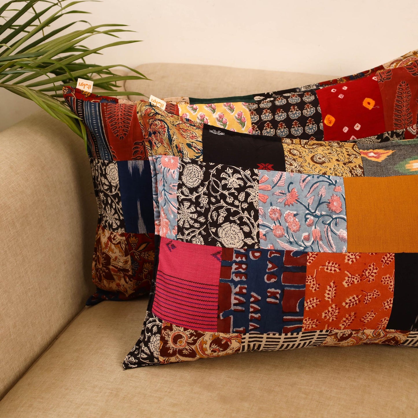 Set of 2 patchwork pillow covers 24 - handcrafted