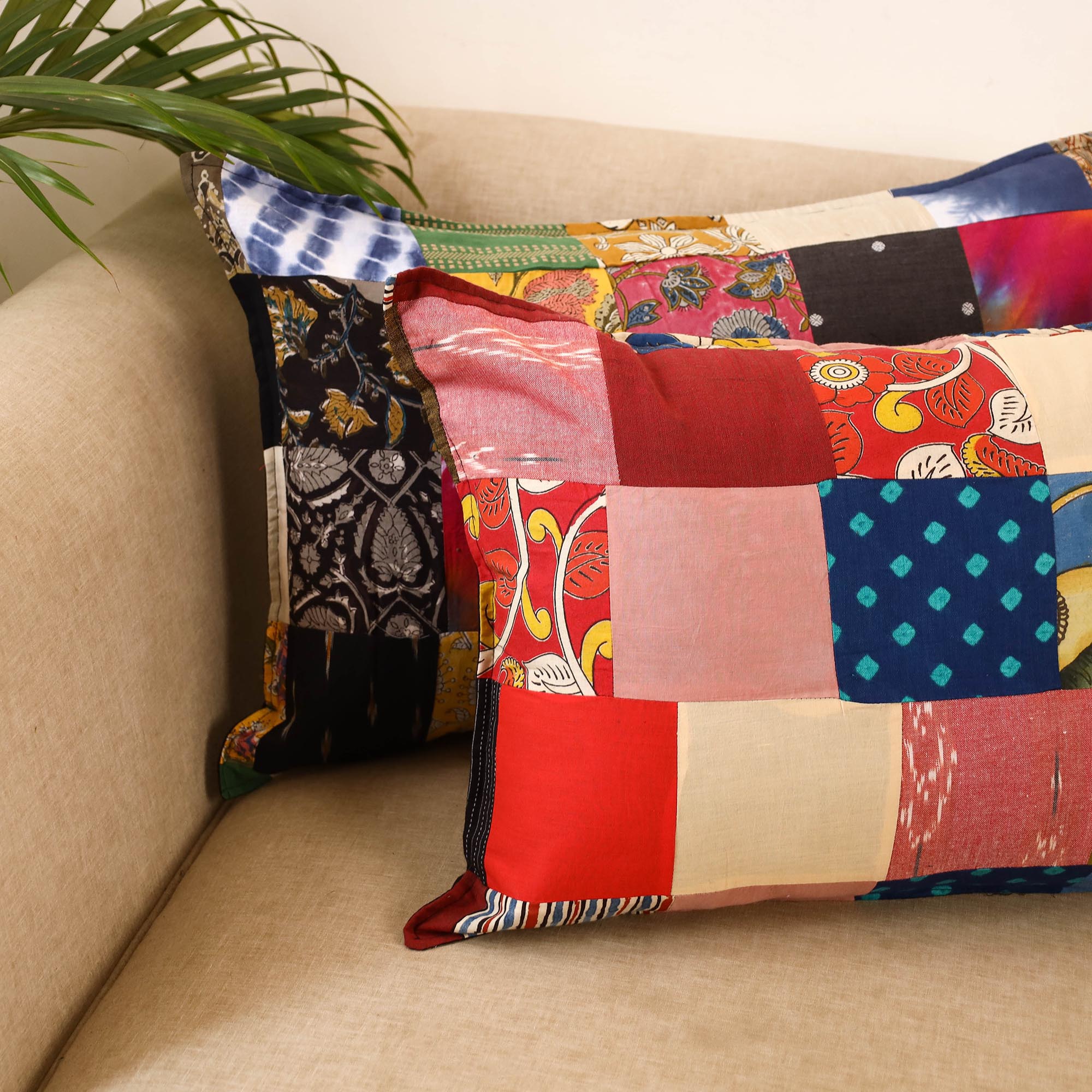 Set of 2 patchwork pillow covers 25 - handcrafted