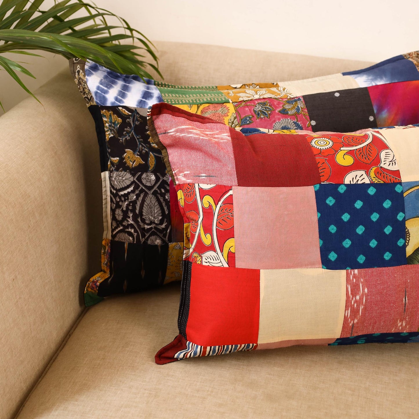 Set of 2 patchwork pillow covers 25 - handcrafted