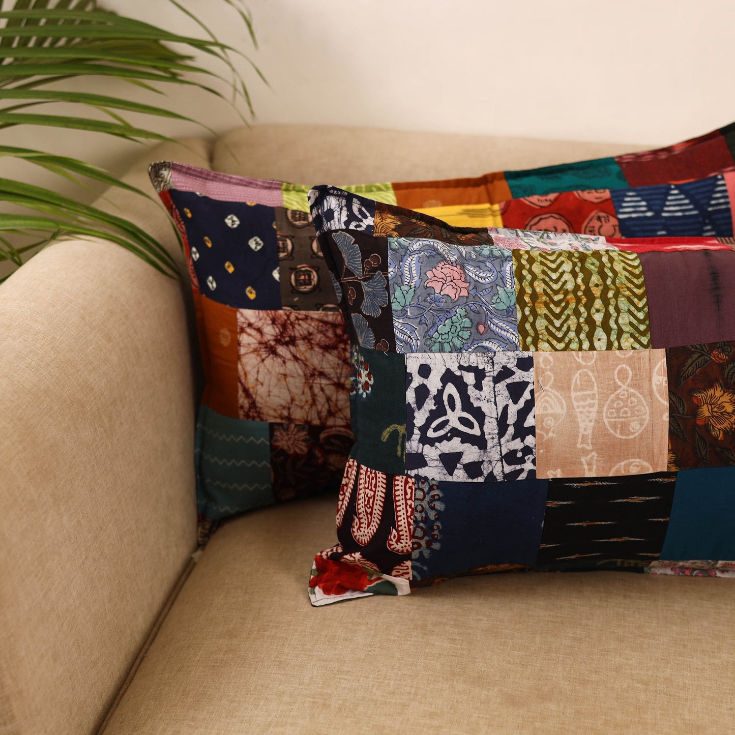 Set of 2 patchwork pillow covers 25 - handcrafted