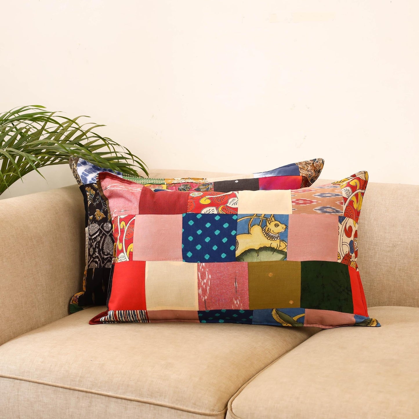 Set of 2 patchwork pillow covers 25 - handcrafted