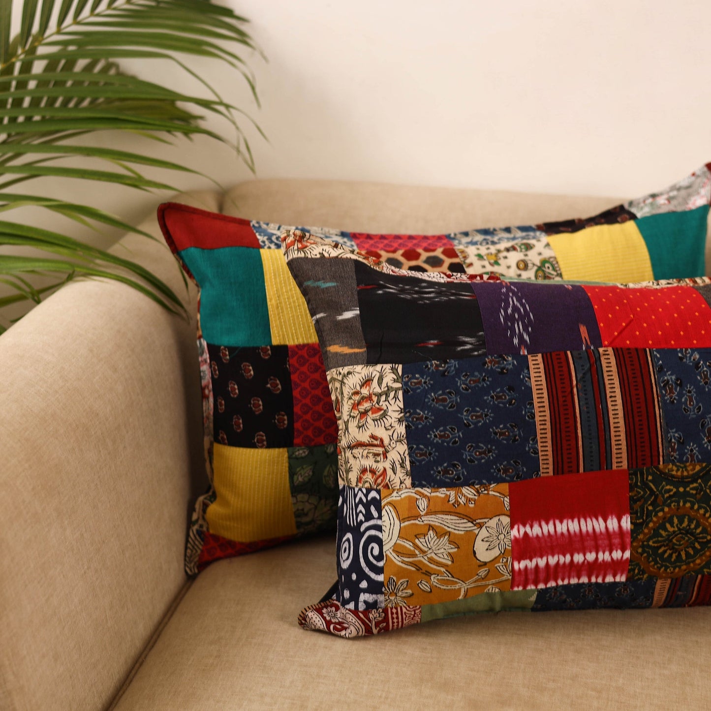 Set of 2 patchwork pillow covers 26 - handcrafted