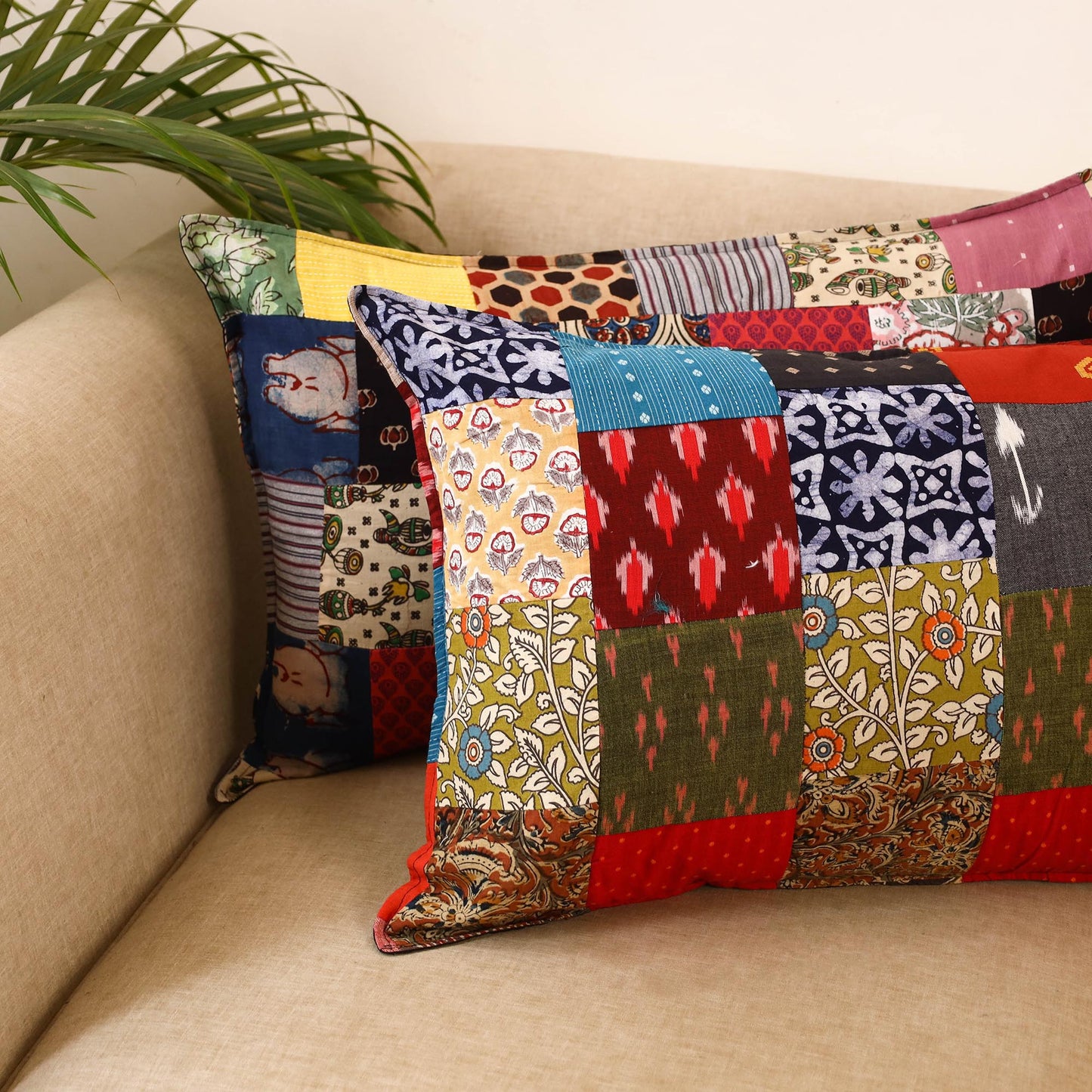 Set of 2 patchwork pillow covers 26 - handcrafted