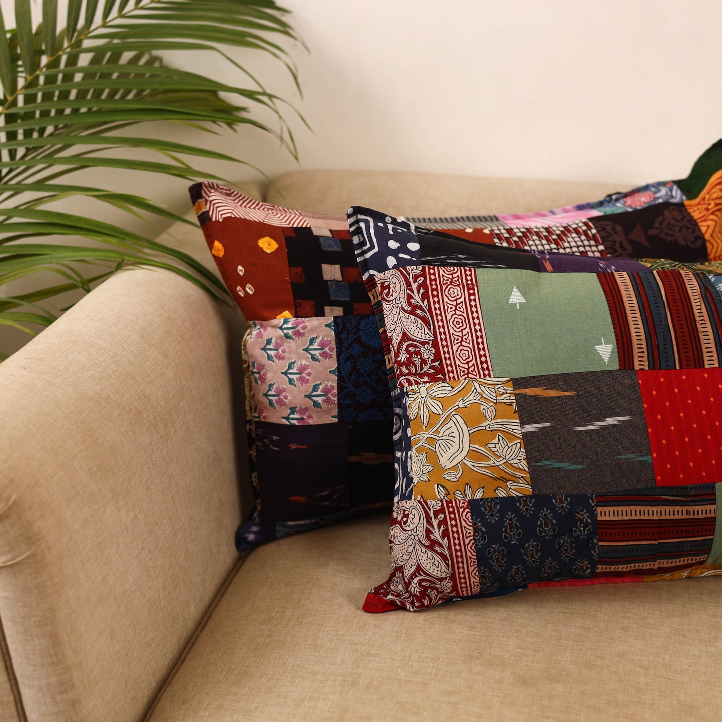 Set of 2 patchwork pillow covers 27 - handcrafted