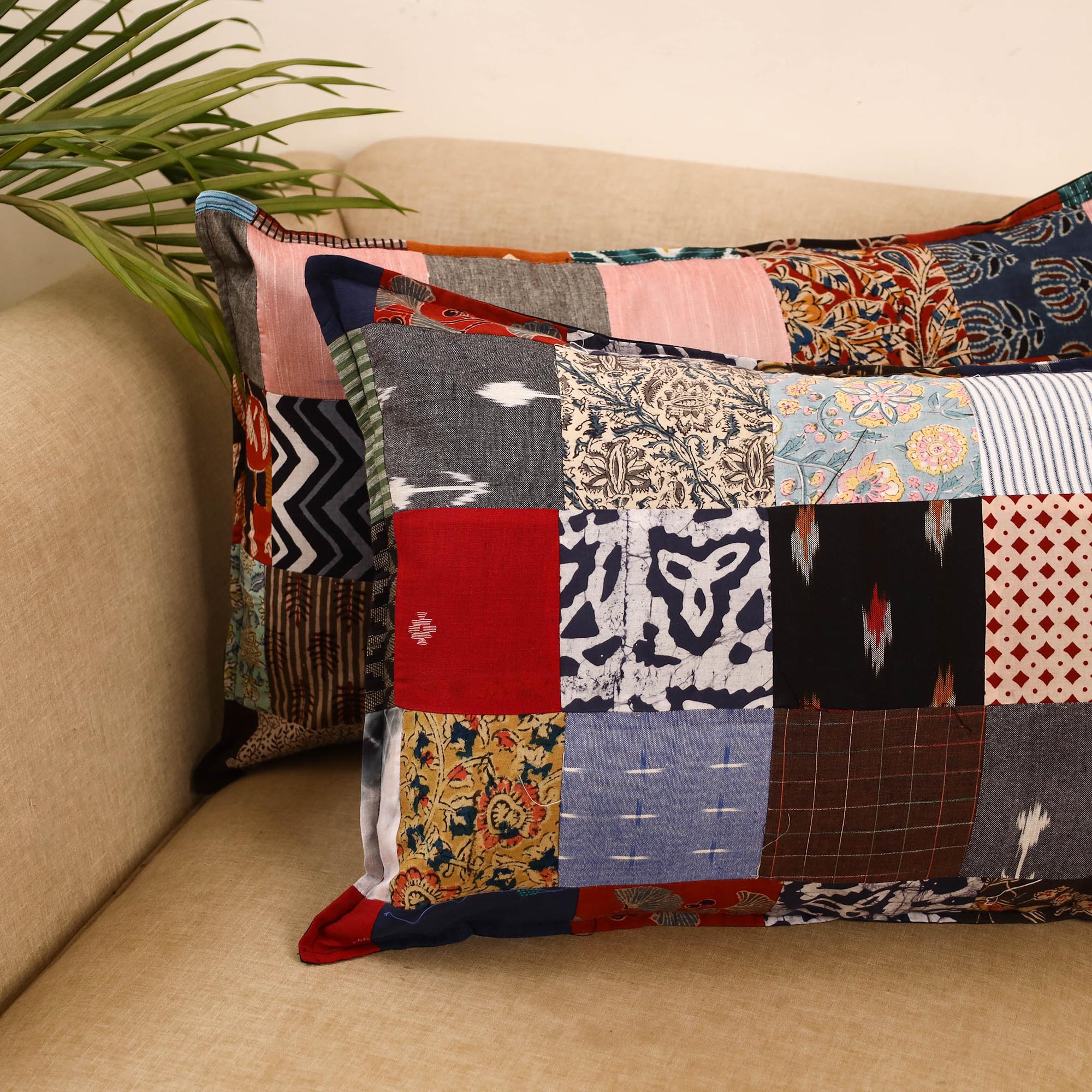 Set of 2 patchwork pillow covers 27 - handcrafted