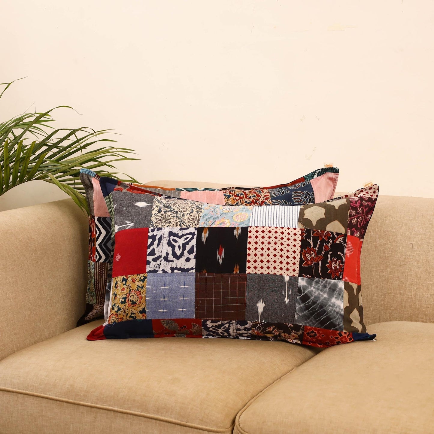 Set of 2 patchwork pillow covers 27 - handcrafted