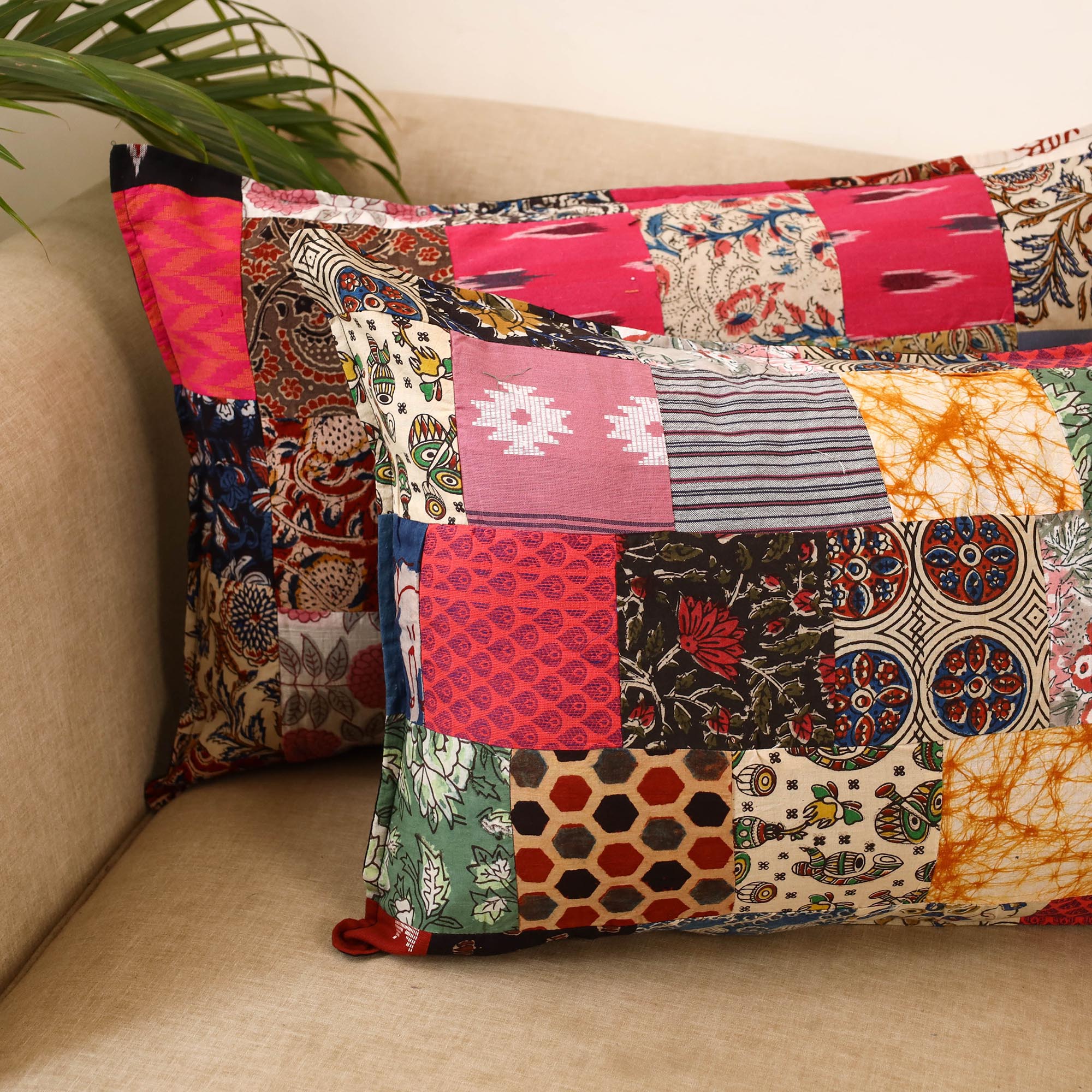 Set of 2 patchwork pillow covers 27 - handcrafted