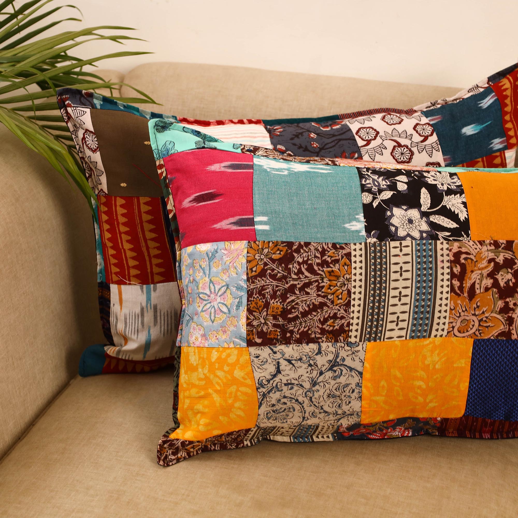 Set of 2 patchwork pillow covers 28 - handcrafted