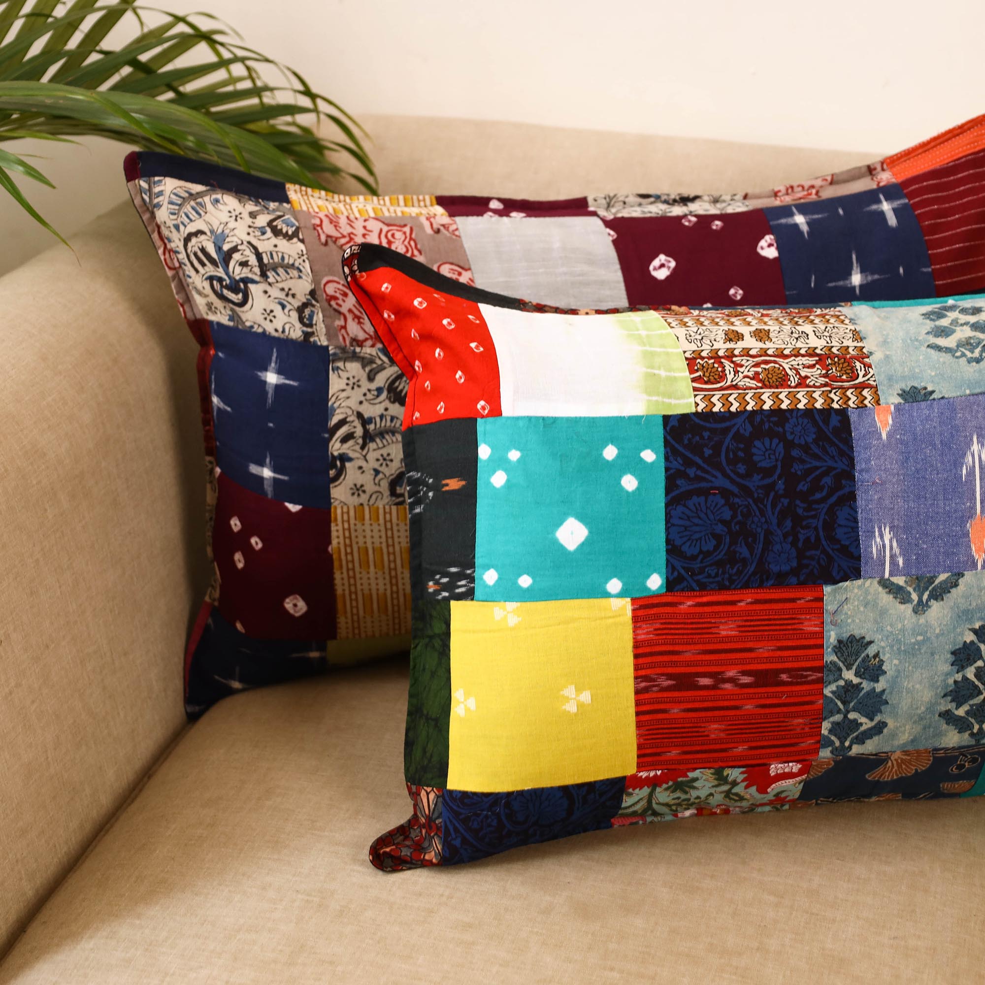 Set of 2 patchwork pillow covers 28 - handcrafted