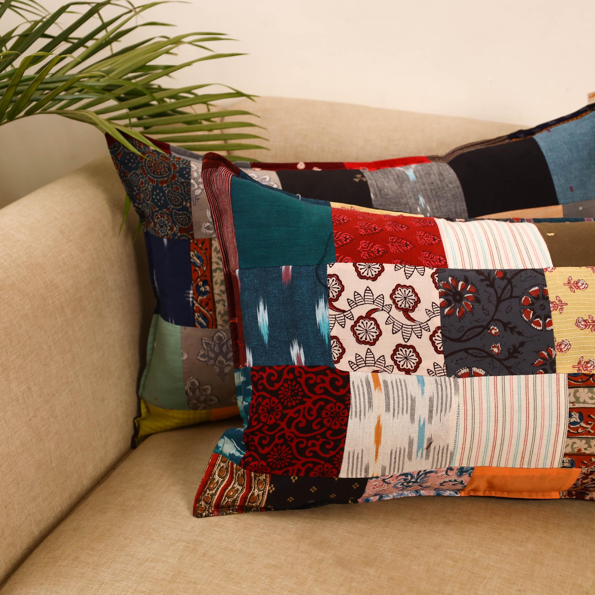 Set of 2 patchwork pillow covers 30 - handcrafted