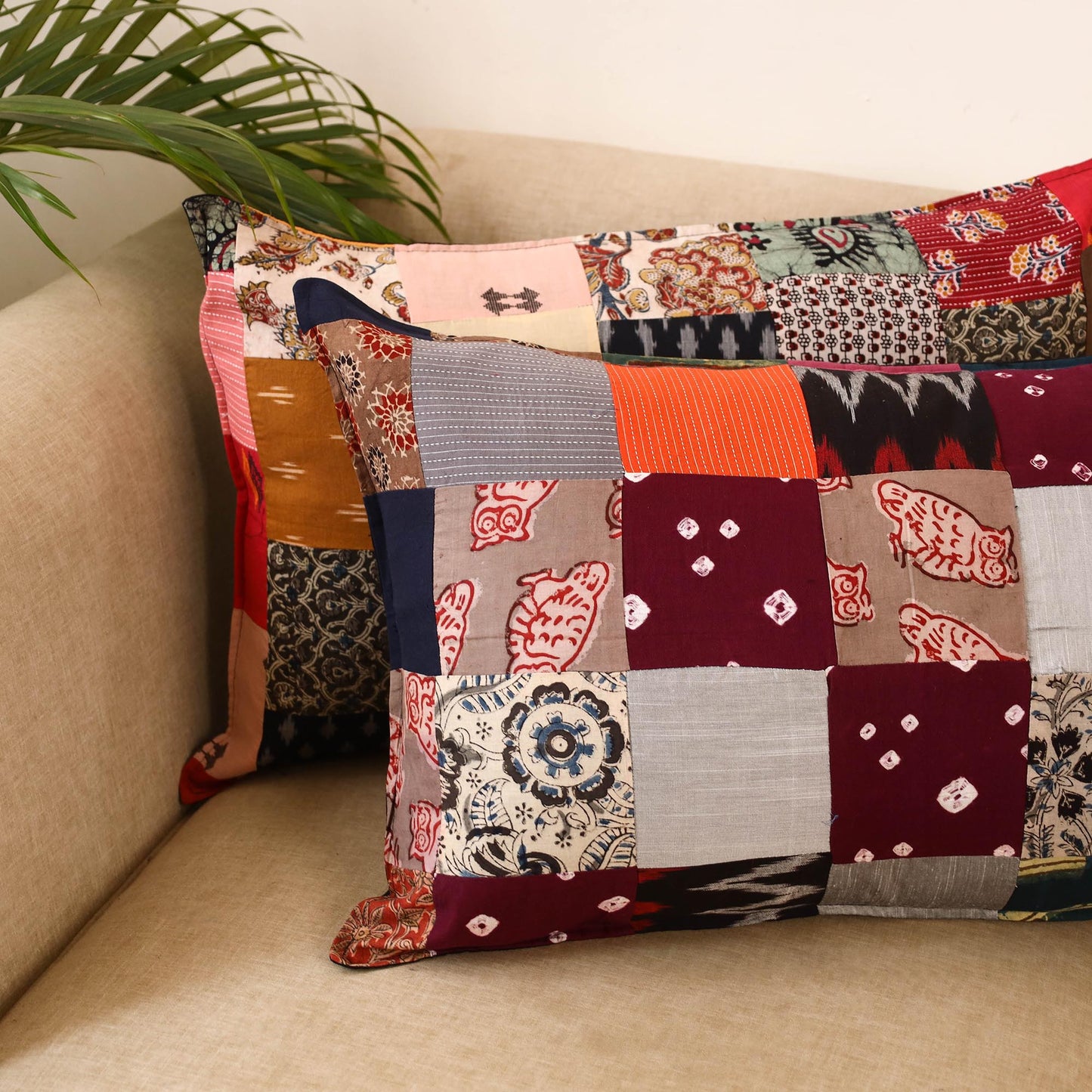 Set of 2 patchwork pillow covers 31 - handcrafted