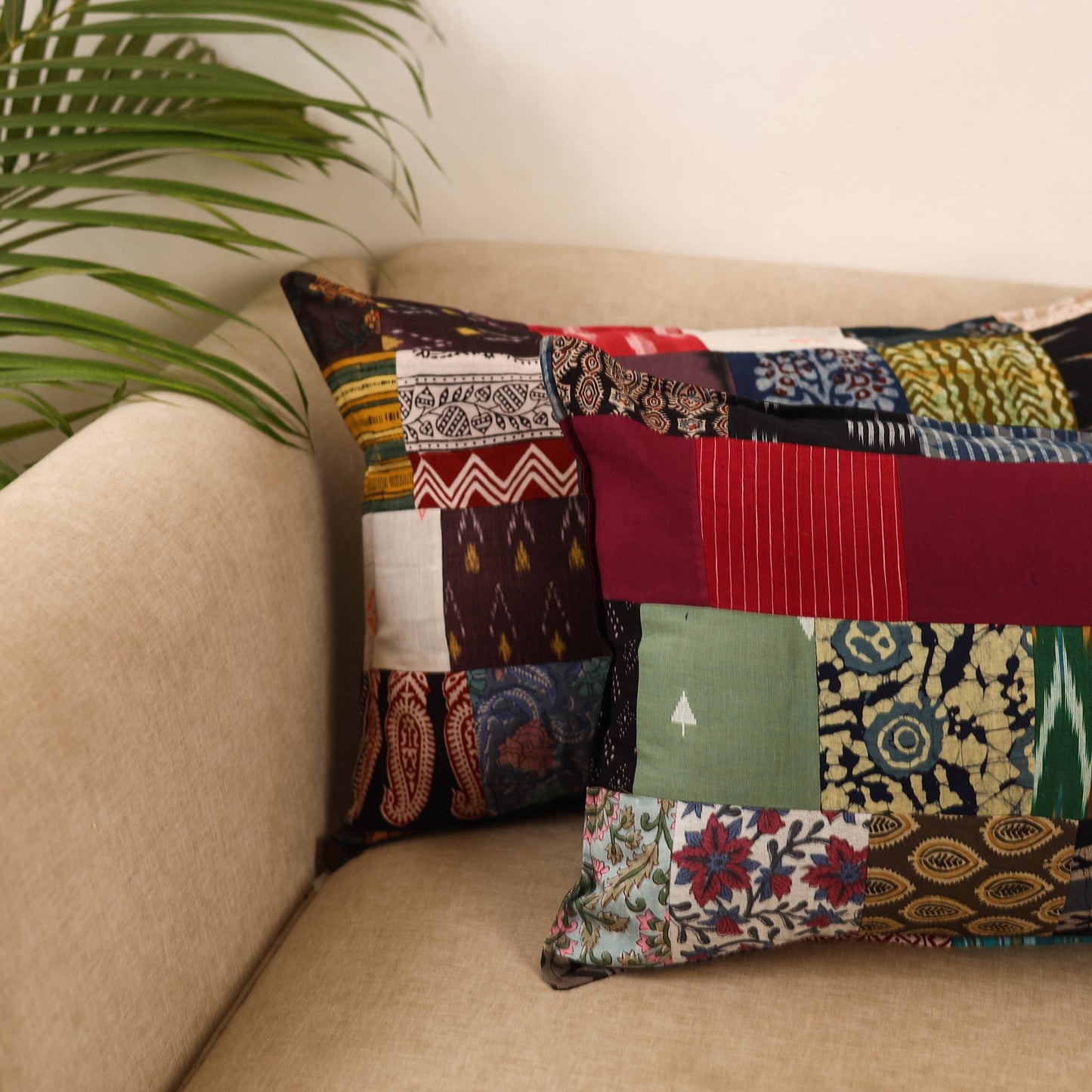 Set of 2 patchwork pillow covers 31 - handcrafted