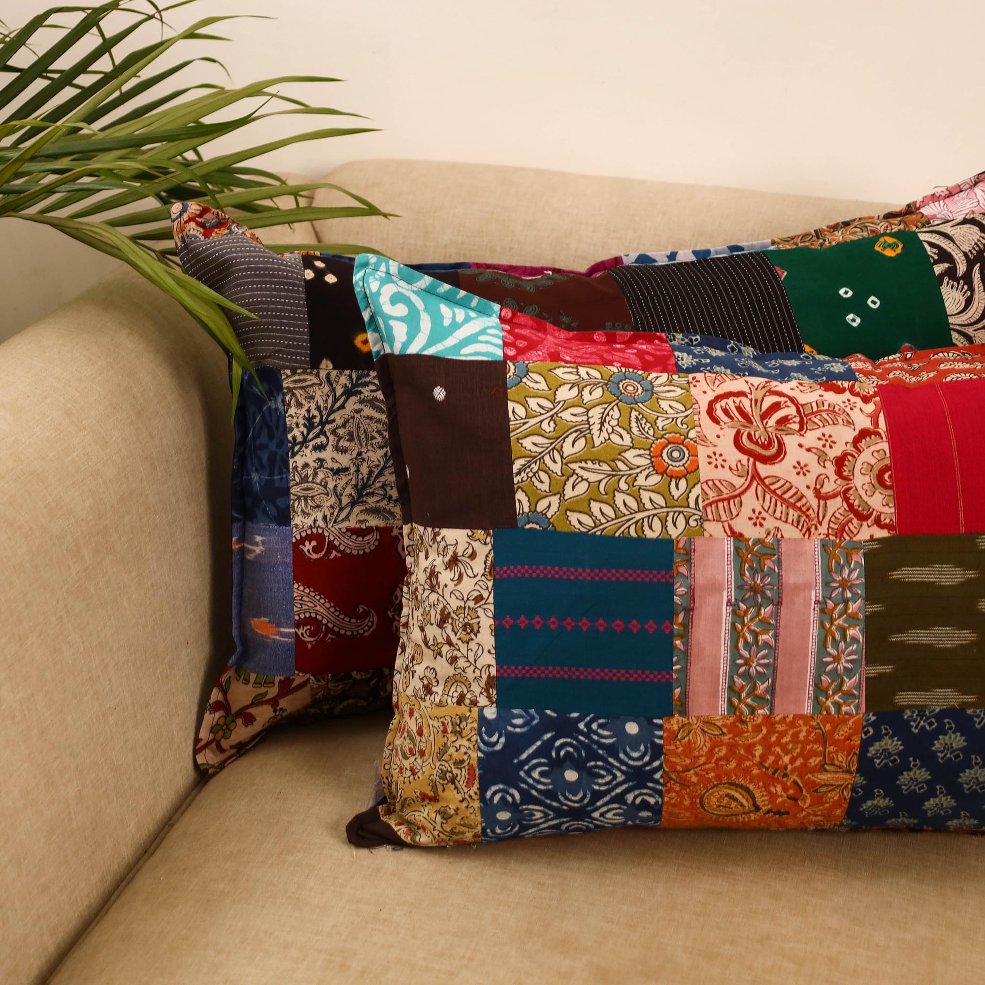 Set of 2 patchwork pillow covers 32 - handcrafted
