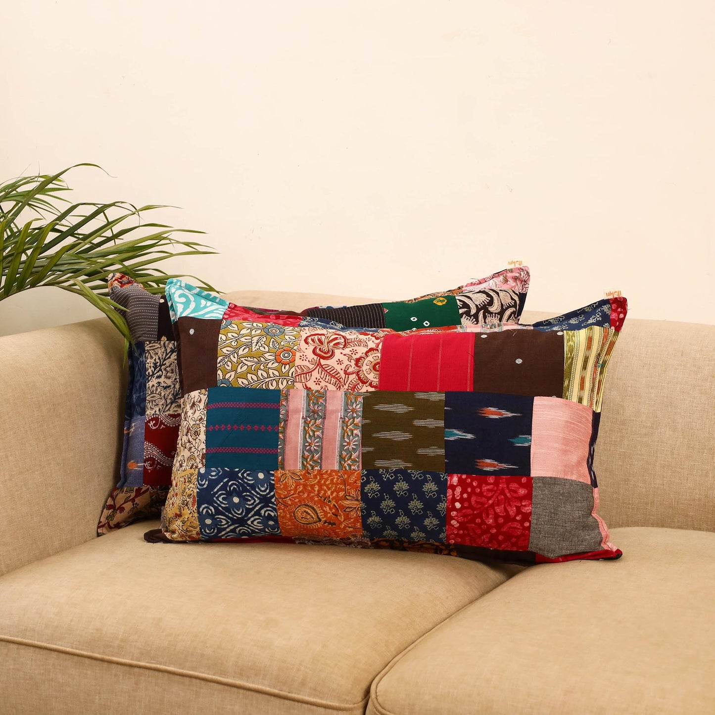 Set of 2 patchwork pillow covers 32 - handcrafted