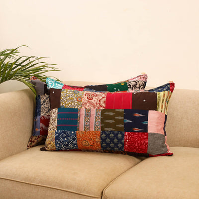 Set of 2 patchwork pillow covers 32 - handcrafted