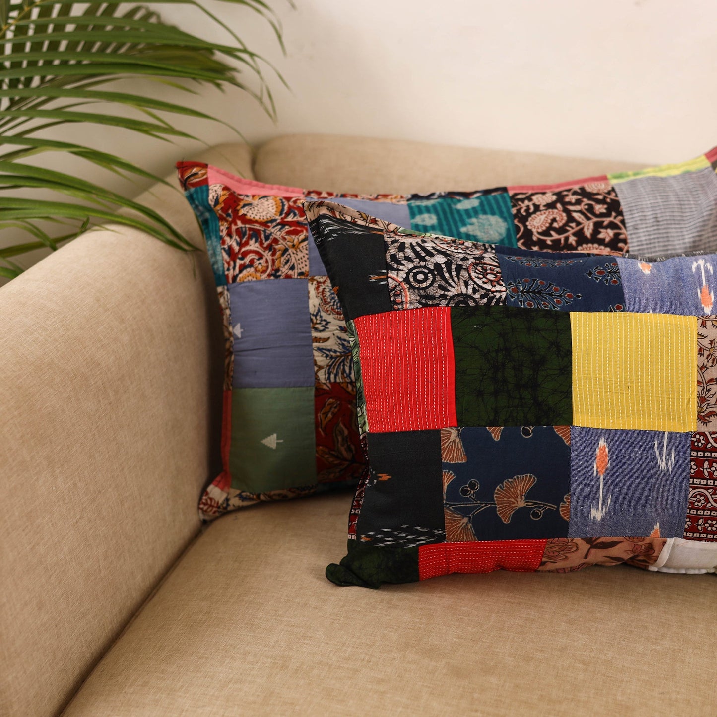 Set of 2 patchwork pillow covers 32 - handcrafted