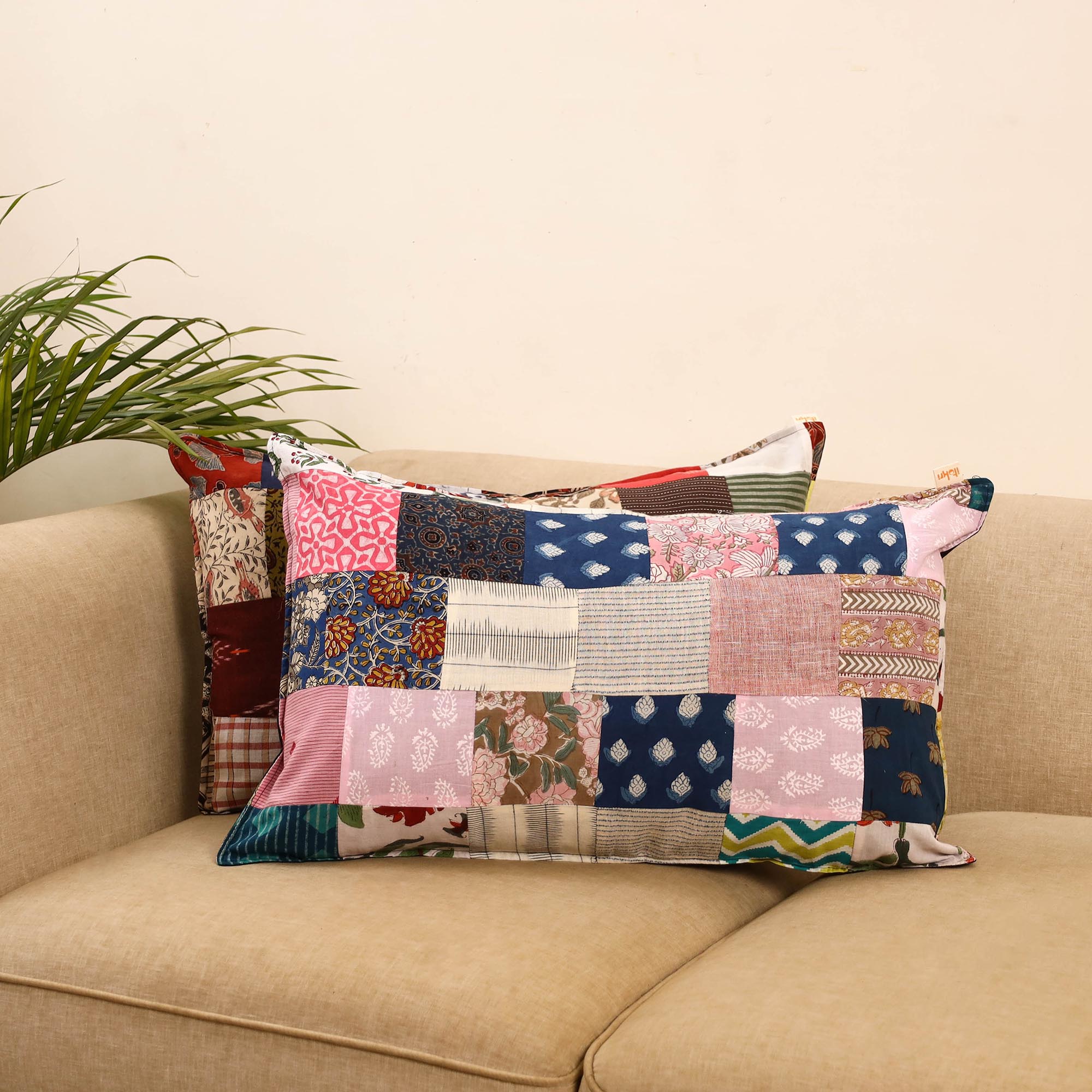 Set of 2 patchwork pillow covers 33 - handcrafted