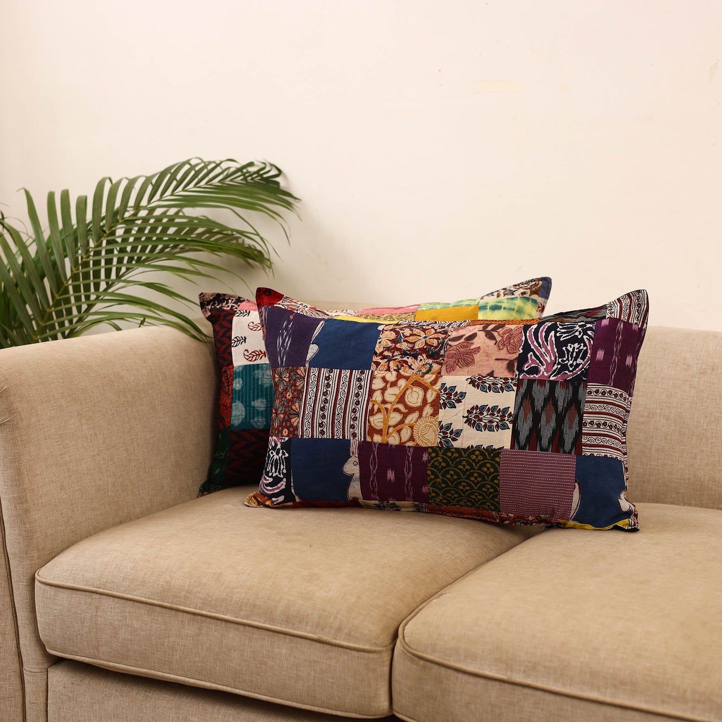 Set of 2 patchwork pillow covers 33 - handcrafted