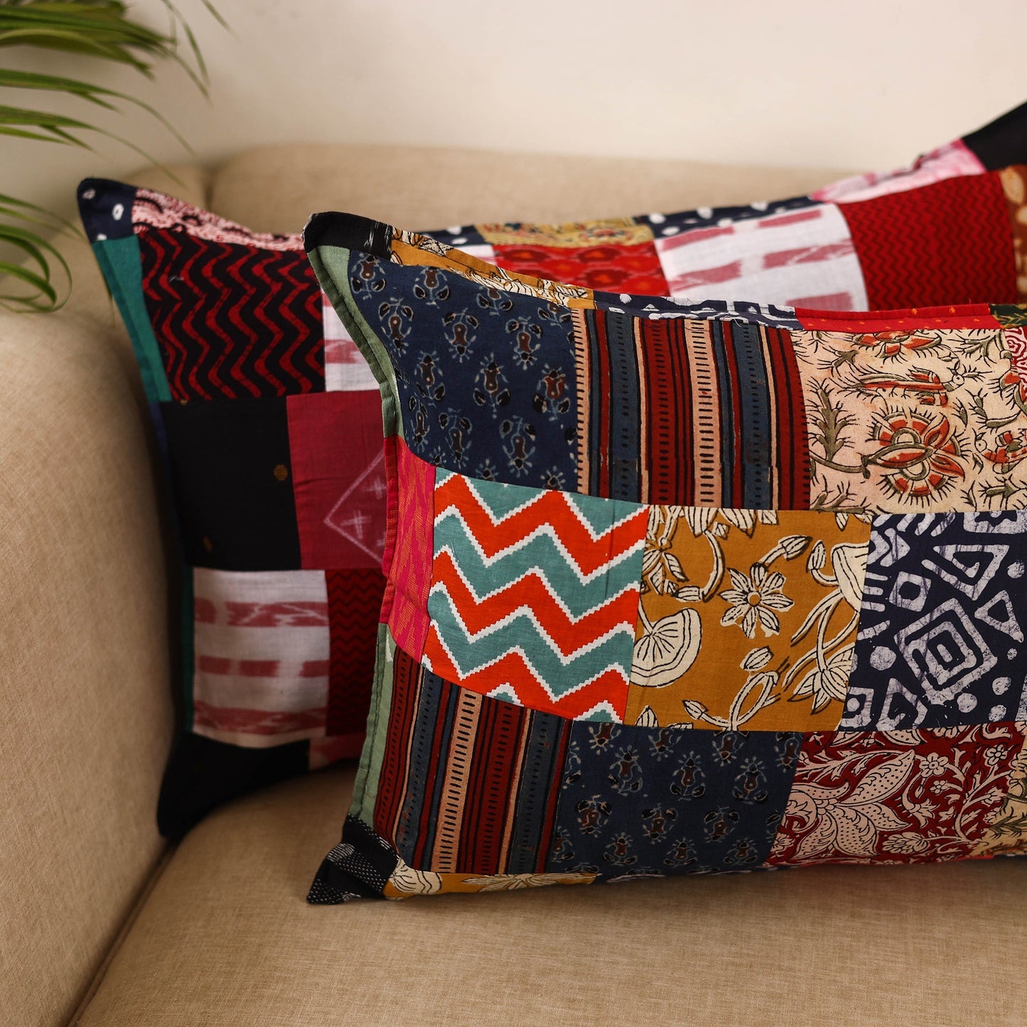 Set of 2 patchwork pillow covers 34 - handcrafted