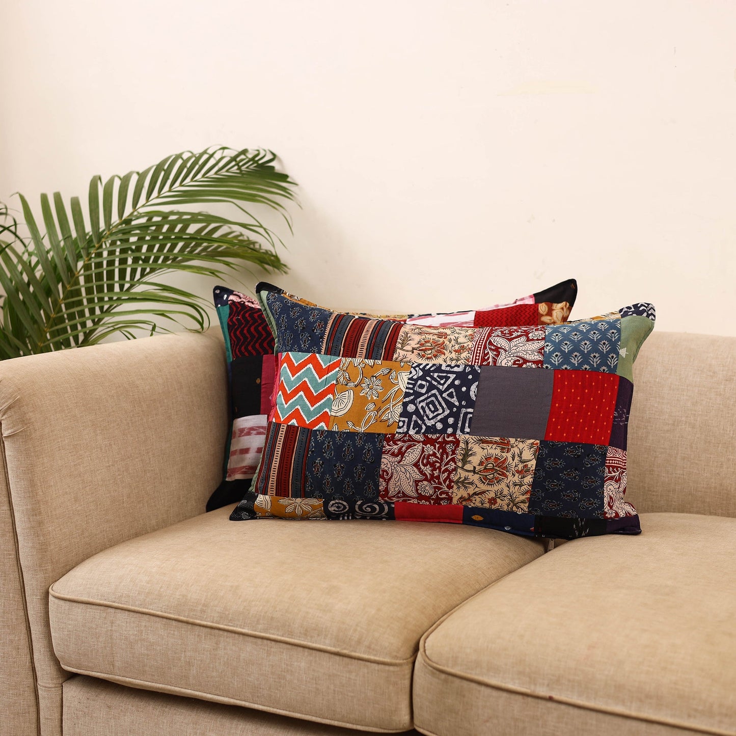 Set of 2 patchwork pillow covers 34 - handcrafted