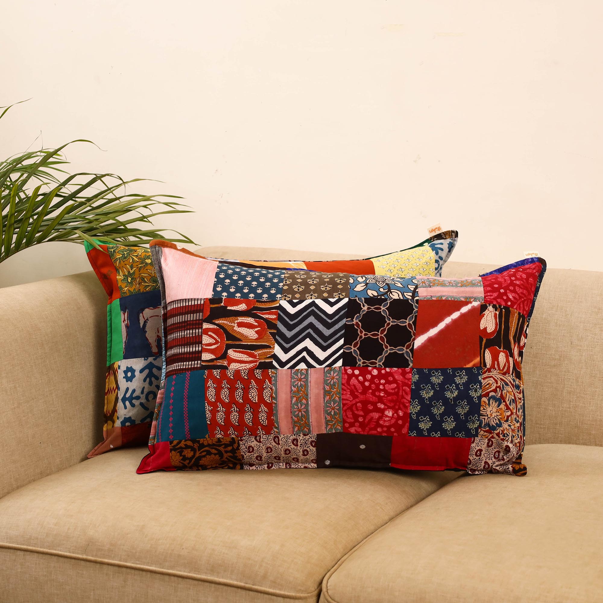 Set of 2 patchwork pillow covers 34 - handcrafted