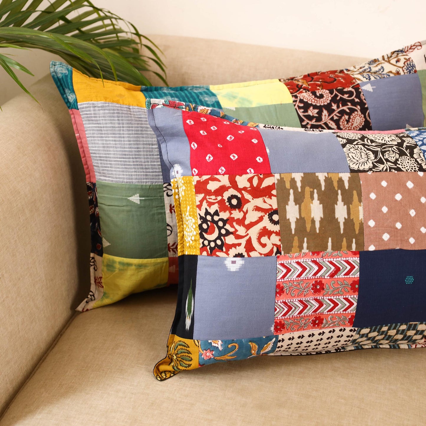 Set of 2 patchwork pillow covers 34 - handcrafted