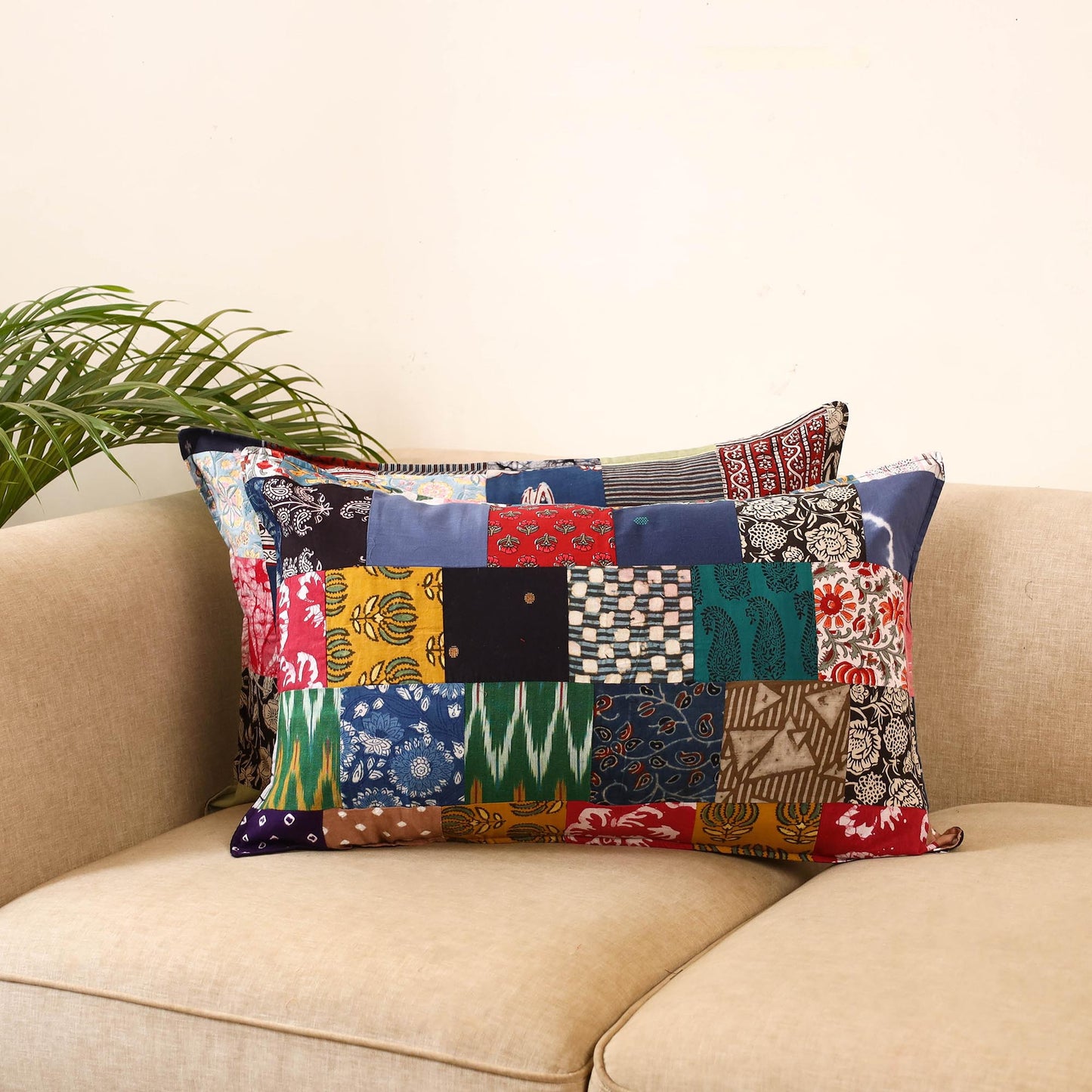 Set of 2 patchwork pillow covers 35 - handcrafted