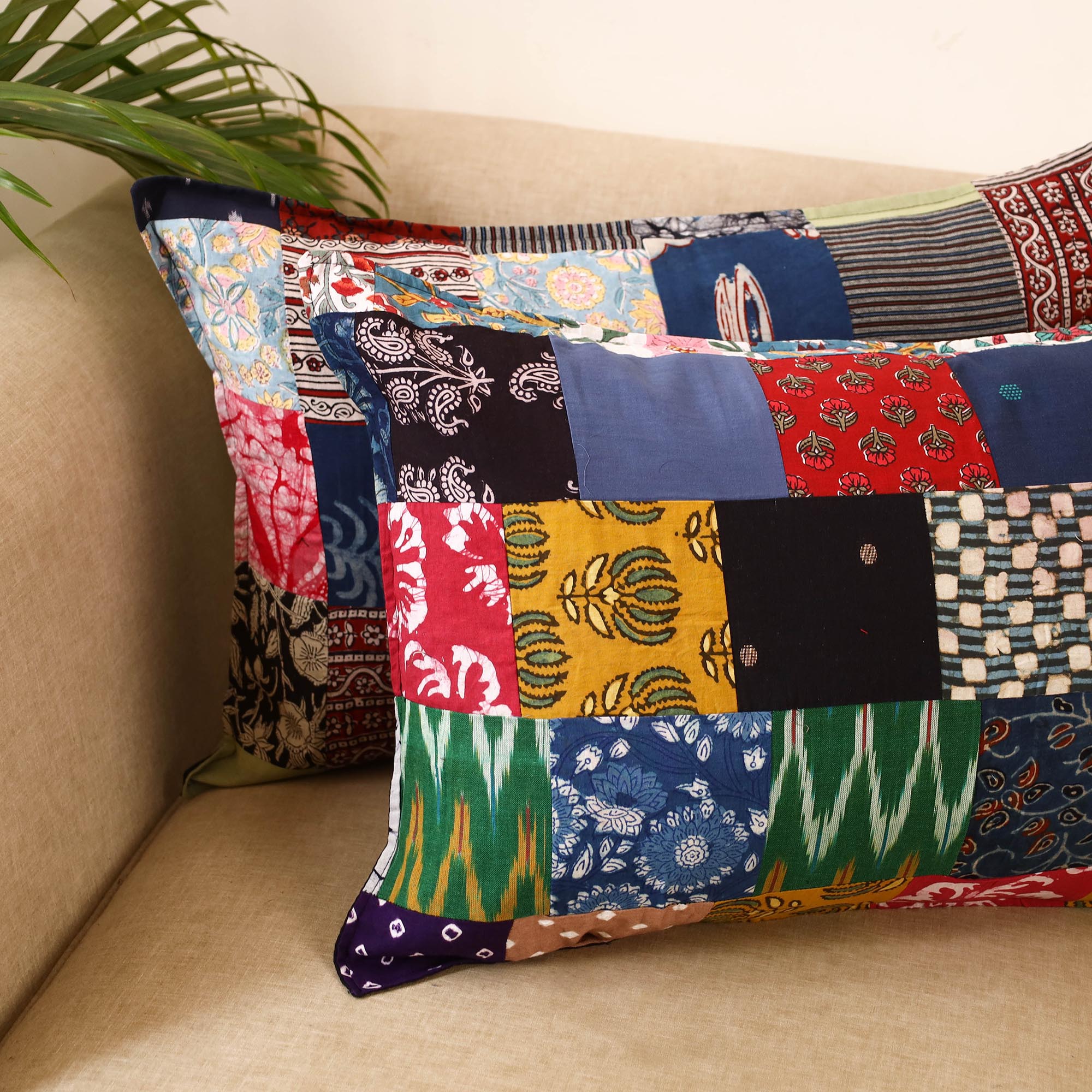 Set of 2 patchwork pillow covers 35 - handcrafted