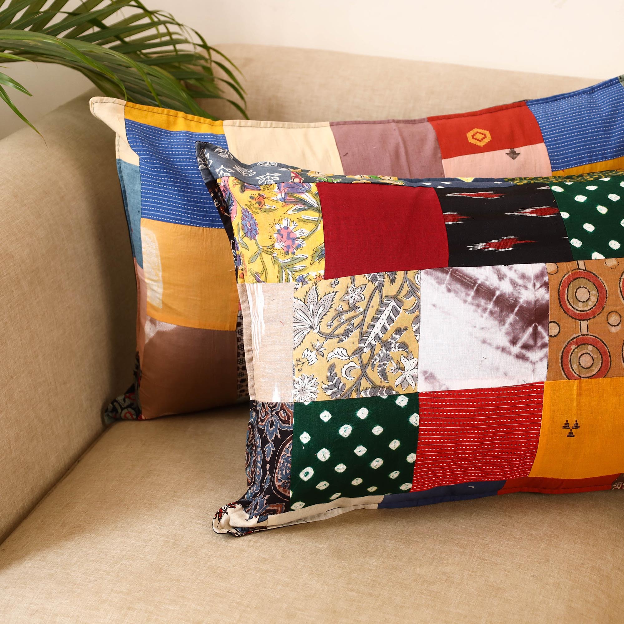 Set of 2 patchwork pillow covers 36 - handcrafted