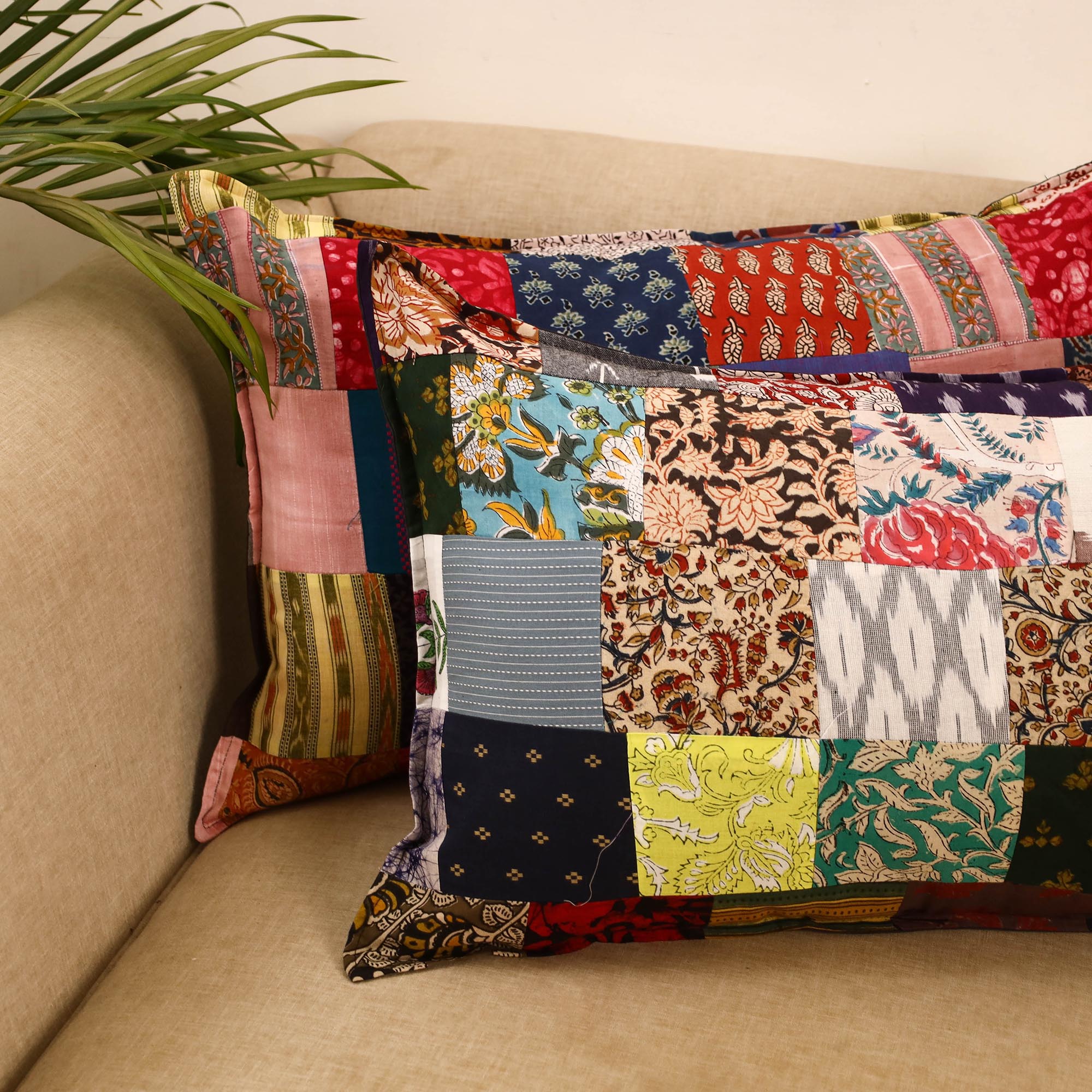 Set of 2 patchwork pillow covers 37 - handcrafted