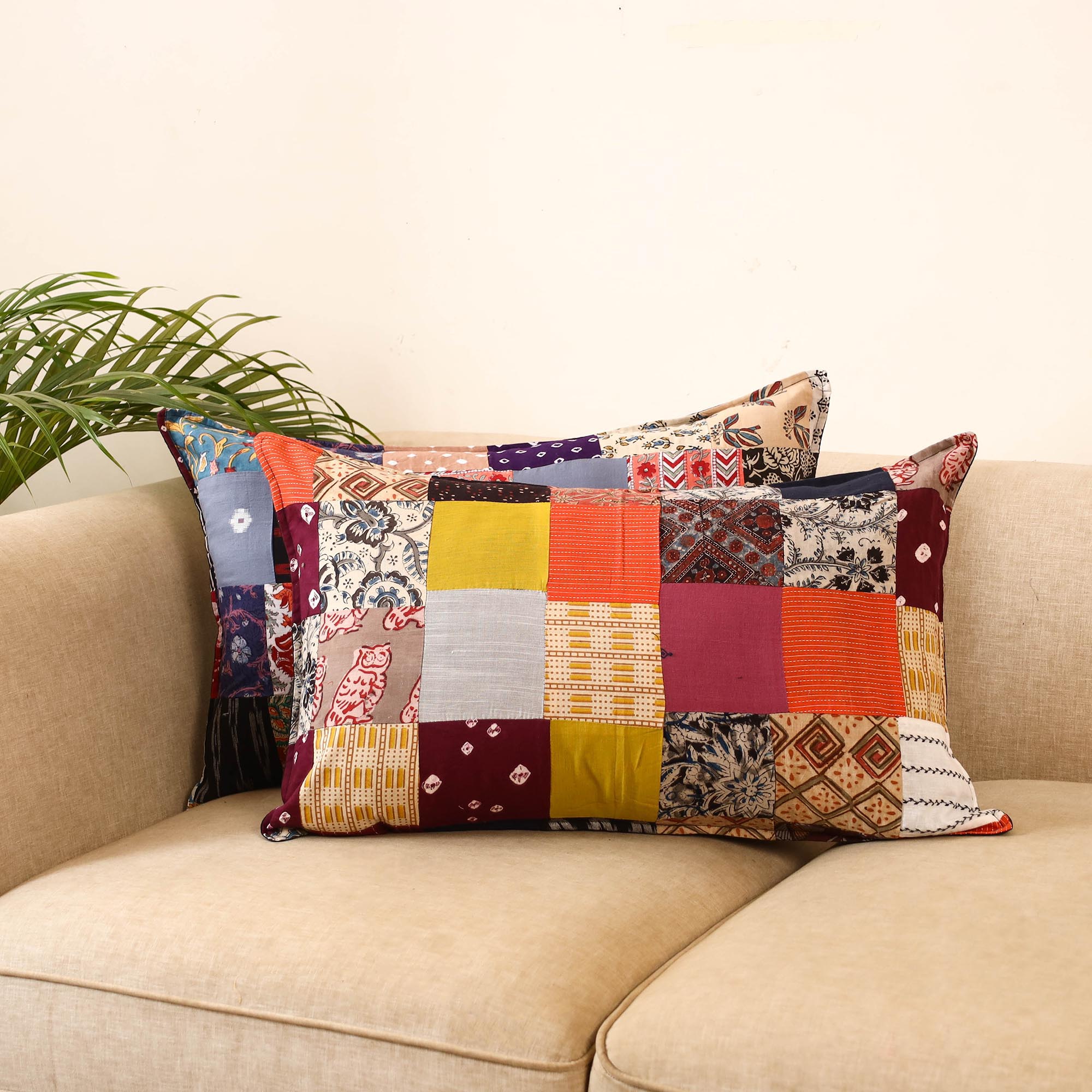 Set of 2 patchwork pillow covers 39 - handcrafted