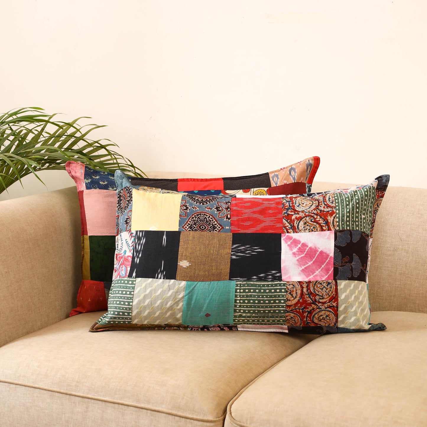 Set of 2 patchwork pillow covers 40 - handcrafted