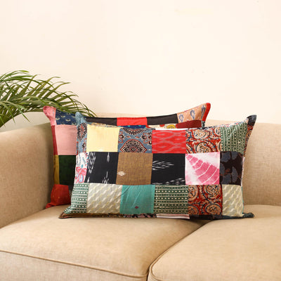 Set of 2 patchwork pillow covers 40 - handcrafted