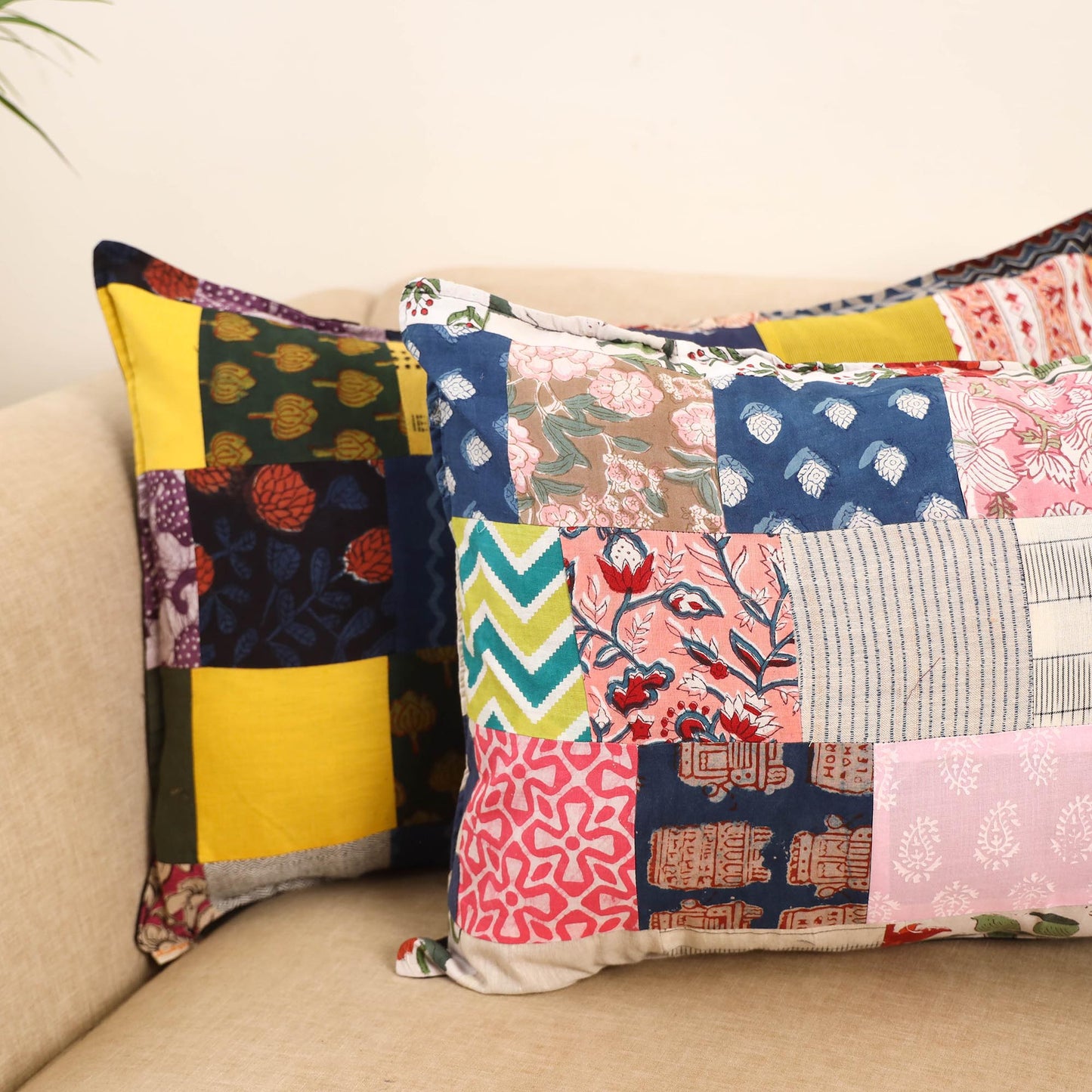Set of 2 patchwork pillow covers 42 - handcrafted