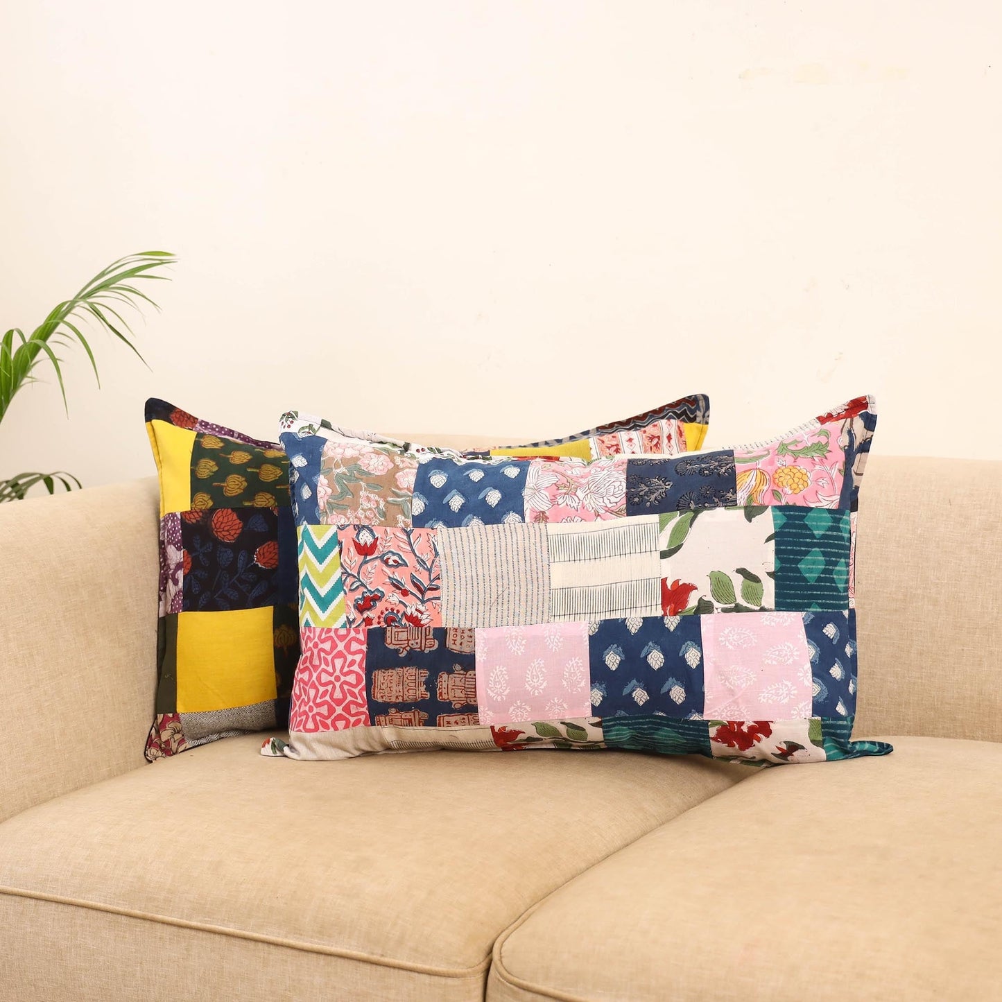 Set of 2 patchwork pillow covers 42 - handcrafted
