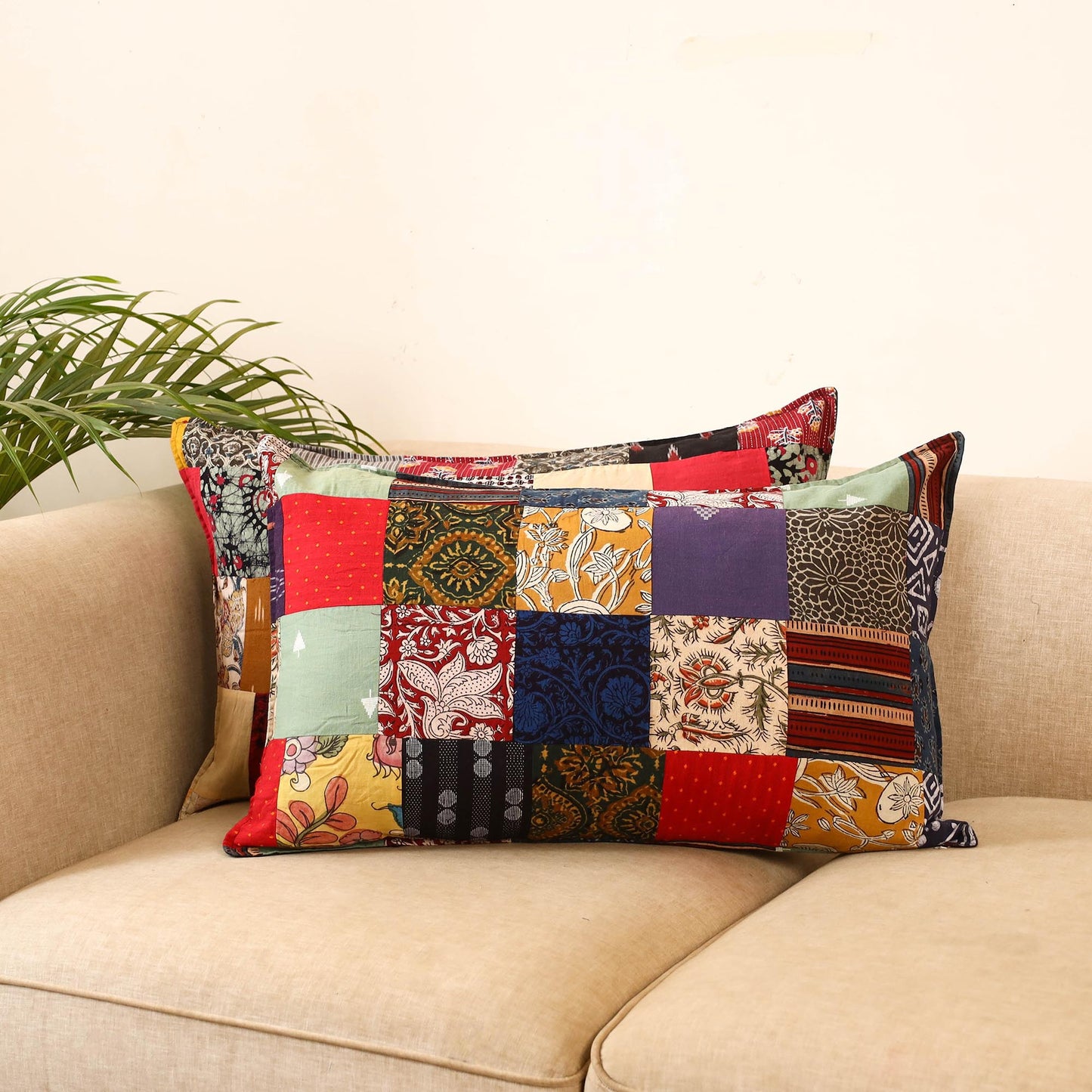 Set of 2 patchwork pillow covers 43 - handcrafted