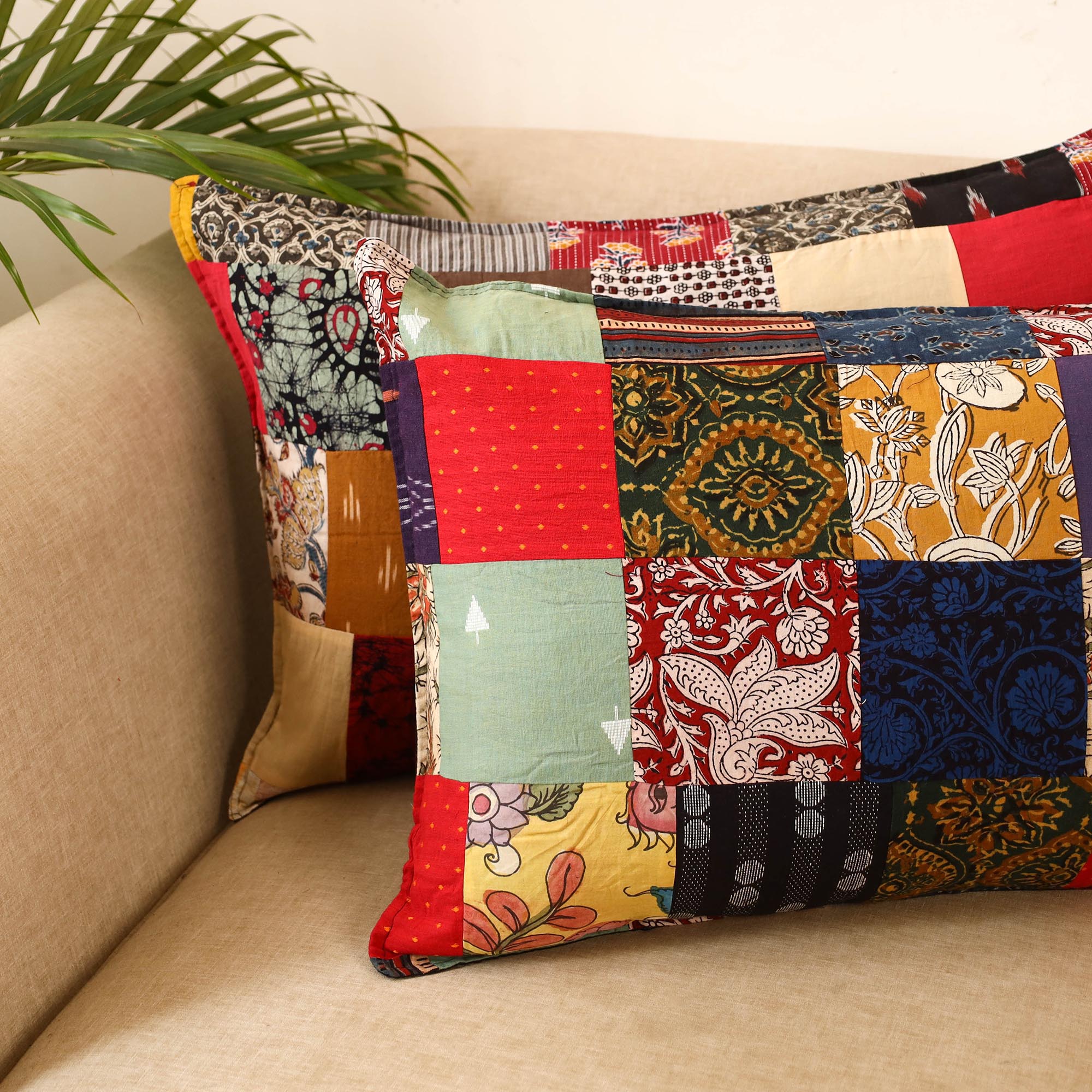 Set of 2 patchwork pillow covers 43 - handcrafted