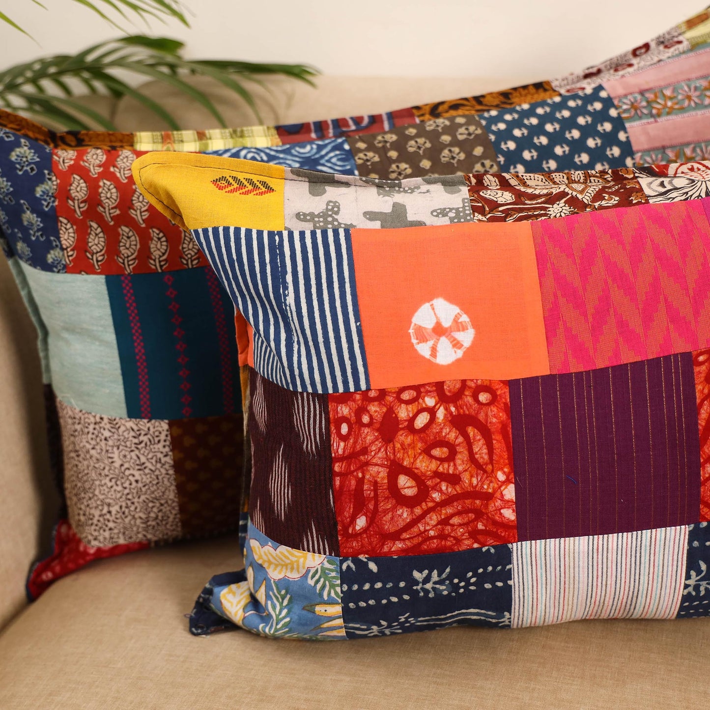 Set of 2 patchwork pillow covers 44 - handcrafted