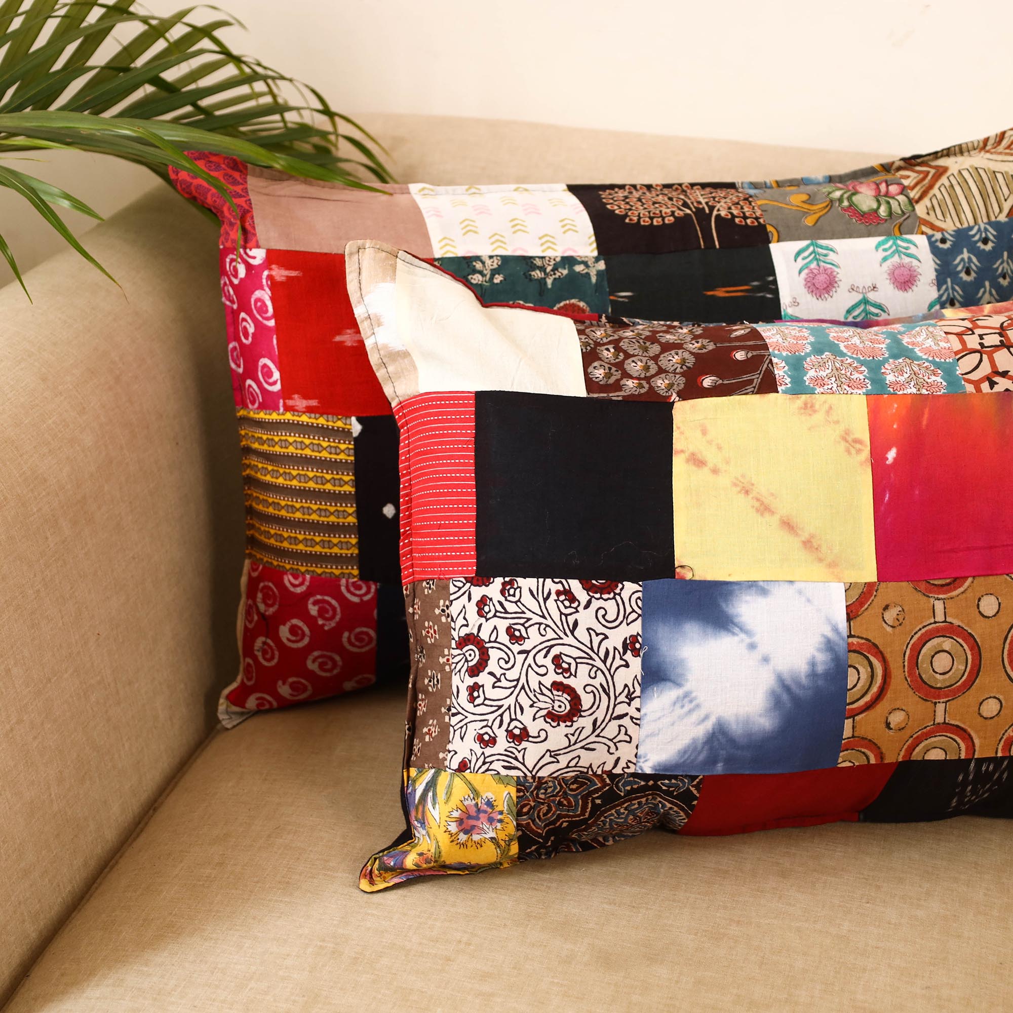 Set of 2 patchwork pillow covers 45 - handcrafted