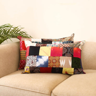 Set of 2 patchwork pillow covers 45 - handcrafted