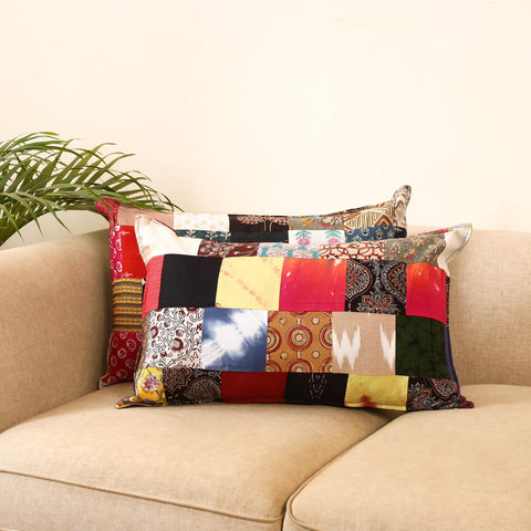 Set of 2 patchwork pillow covers 45 - handcrafted