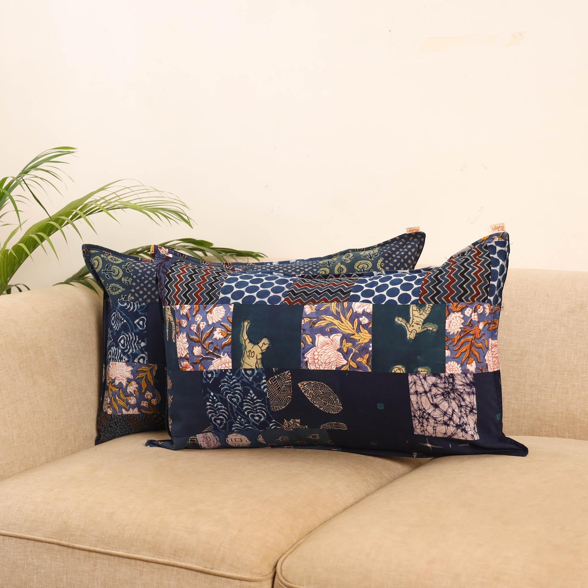 Set of 2 patchwork pillow covers 45 - handcrafted