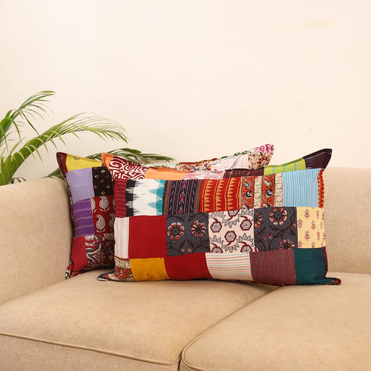 Set of 2 patchwork pillow covers 47 - handcrafted