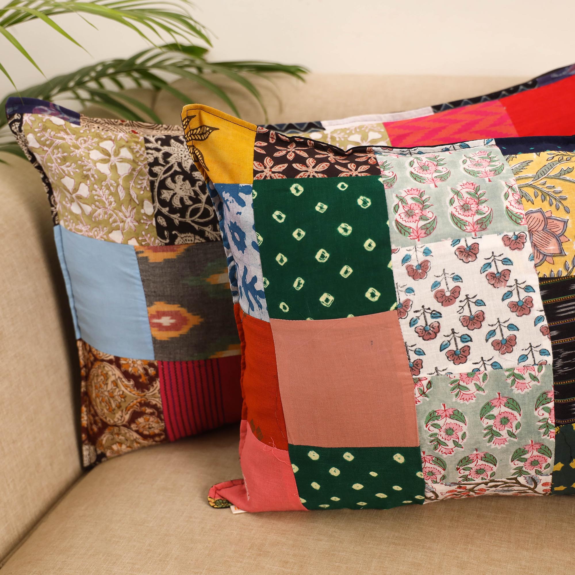 Set of 2 patchwork pillow covers 48 - handcrafted