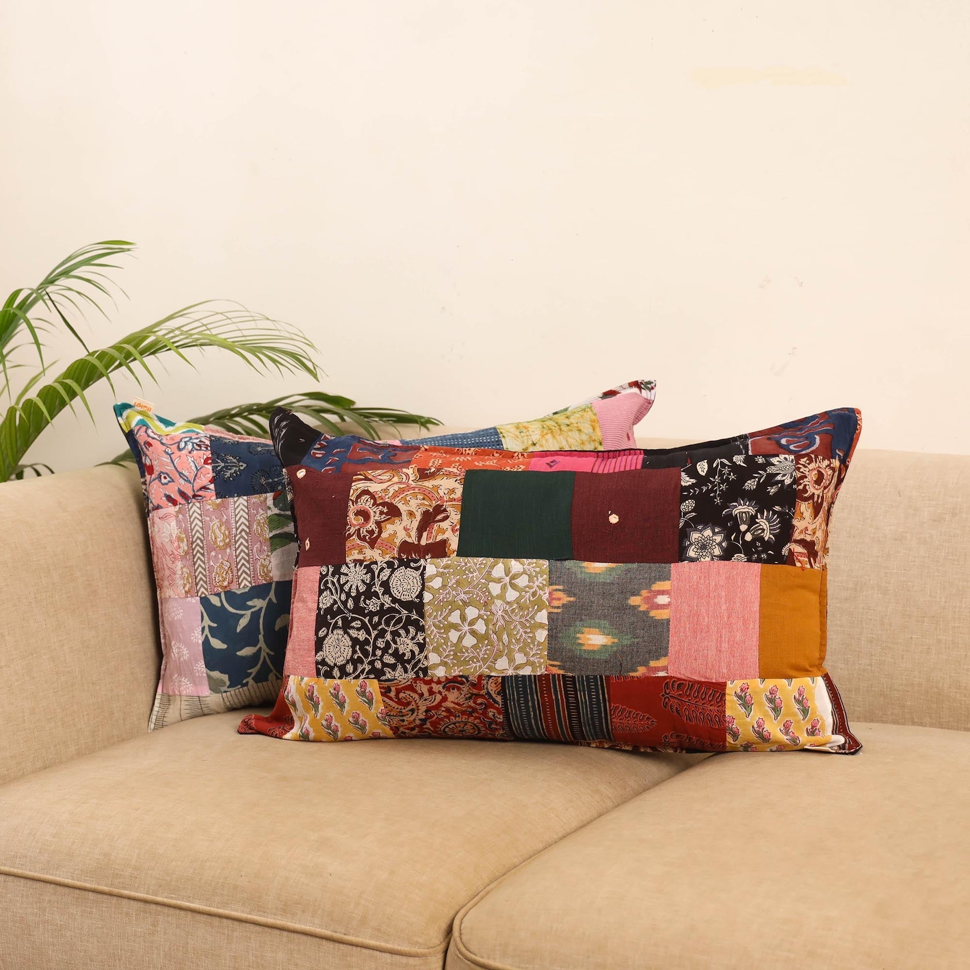 Set of 2 patchwork pillow covers 49 - handcrafted