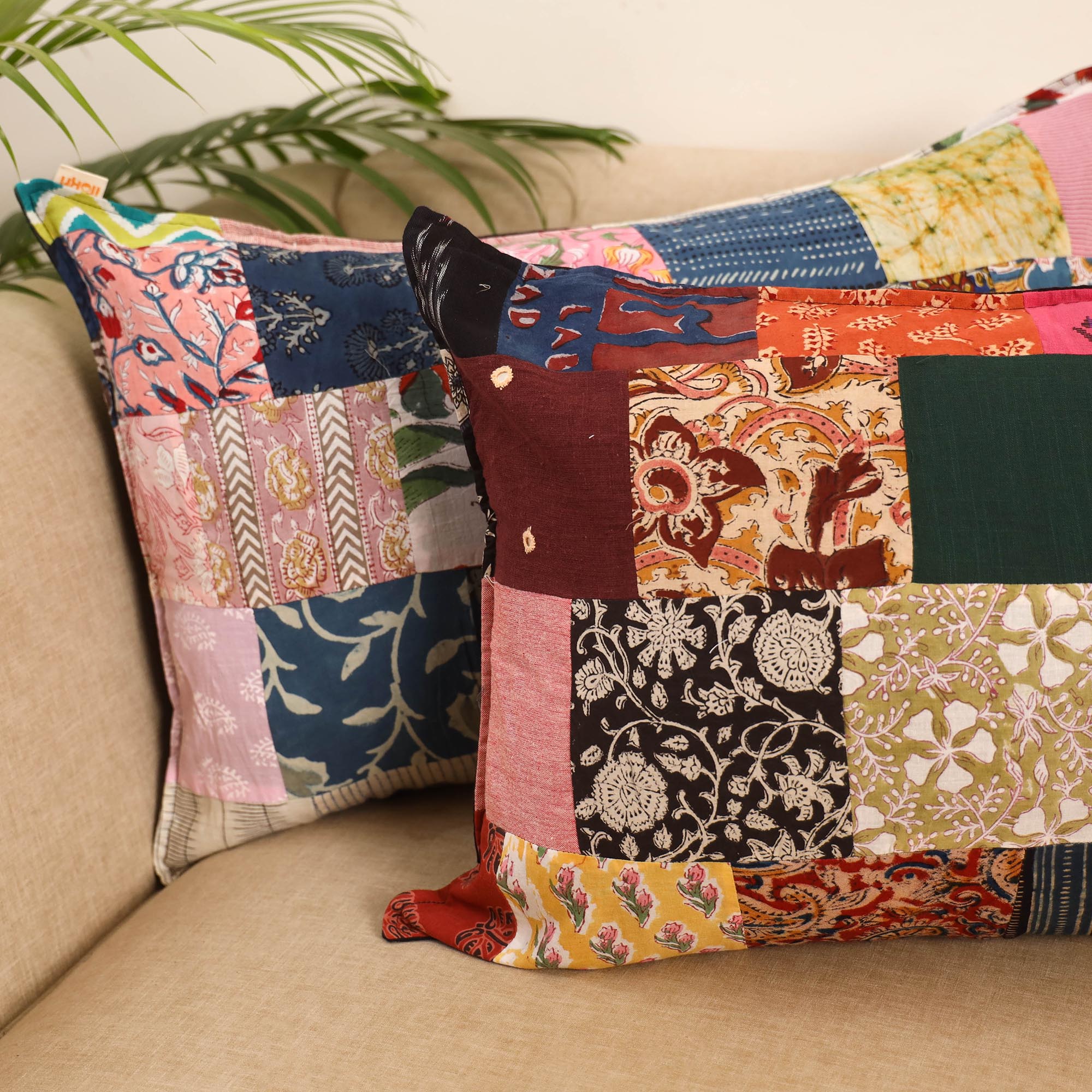 Set of 2 patchwork pillow covers 49 - handcrafted