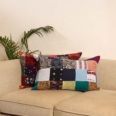 Multicolor - set of 2 patchwork pillow covers 54