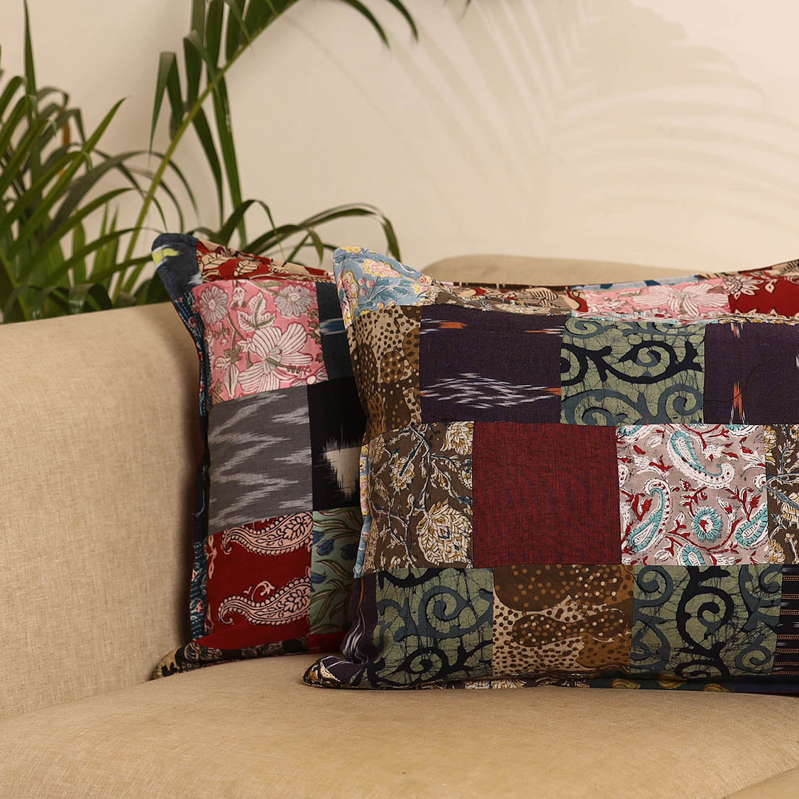 Multicolor - set of 2 patchwork pillow covers 55